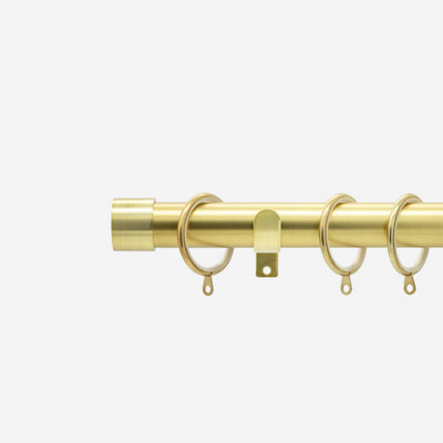 Brushed Gold 28mm End Cap Fixed Length Metal Curtain Pole  470Cm from B&Q