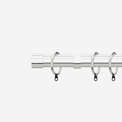 Polished Chrome 28mm End Cap Fixed Length Metal Curtain Pole  150Cm from B&Q