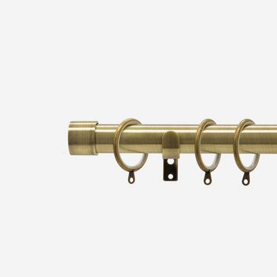 Antqiue Brass 28mm End Cap Fixed Length Metal Curtain Pole  420Cm from B&Q