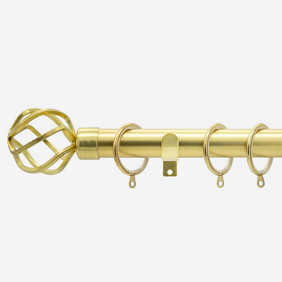 Brushed Gold 28mm Cage Fixed Length Metal Curtain Pole  50Cm from B&Q