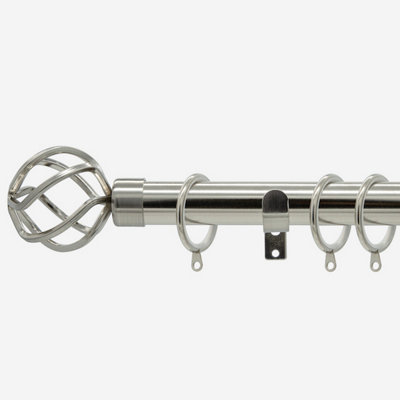 Stainless Steel 28mm Cage Fixed Length Metal Curtain Pole  50Cm from B&Q