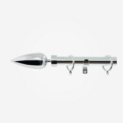 B&Q Polished Chrome 28Mm Teardrop Fixed Length Metal Curtain Pole 85Cm