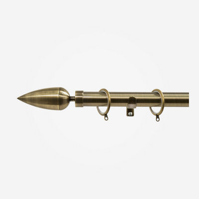 B&Q Antqiue Brass 28Mm Teardrop Fixed Length Metal Curtain Pole 360Cm