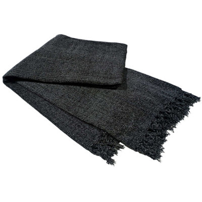Chenille Throw With Tassels In Charcoal130 X 170Cm from B&Q