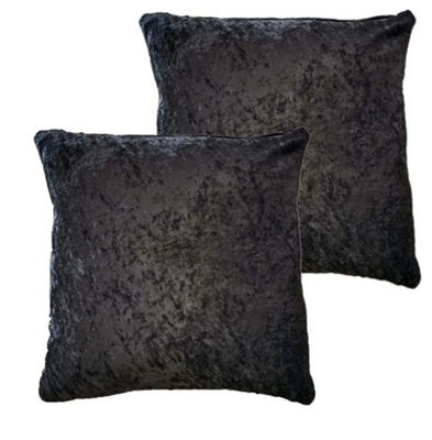 Crushed Velvet Cushion Cover In Black from B&Q