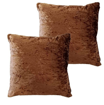 Crushed Velvet Cushion Cover In Brown from B&Q