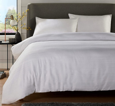 Stripe Jacquard Duvet Set In WhiteDouble from B&Q