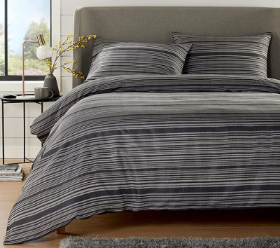 Stripe Jacquard Duvet Set In GreyKing from B&Q