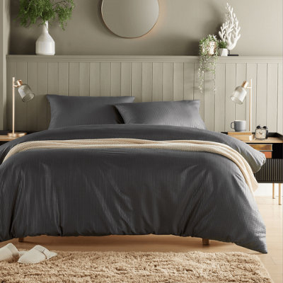Monaco Seersucker Duvet Set In GreyDouble from B&Q