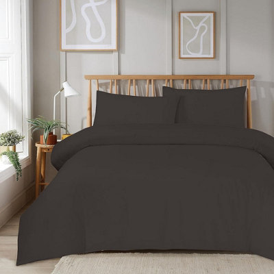 B&Q Super Soft Plain Duvet Set In - Double Grey