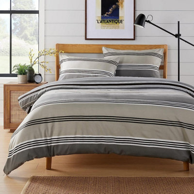 New Edge Blinds Newedgeblinds Harlow Stripes Printed Duvet Set In Grey - Double, Grey - Image 3
