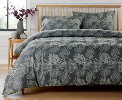 Leaf Jacquard Duvet Set In CharcoalDouble from B&Q