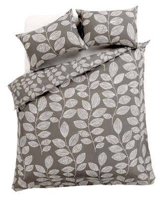 Leaves Duvet Set In GreyDouble from B&Q