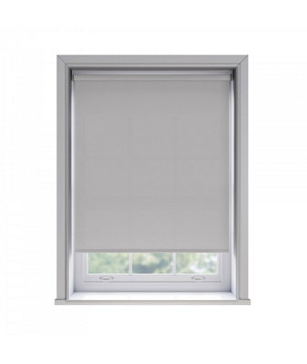 155Cm No Drill Self Adhesive Light Grey Thermal Blackout Roller Blind (170Cm Drop)