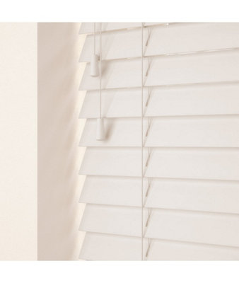 50mm Slat White Real Wood Venetian Blind With Strings 120Cm Drop 135Cm Wide from B&Q