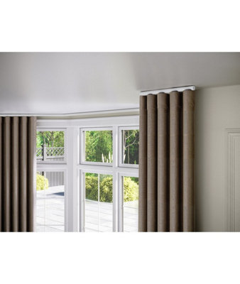 28mm Styleline  Gliding Curtain Pole Set With End CapWhite430Cm from B&Q