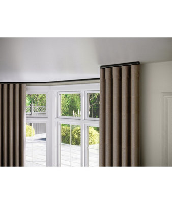28mm Styleline  Gliding Curtain Pole Set With End CapBlack480Cm