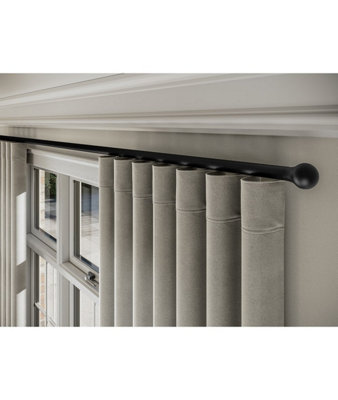 28mm Styleline  Gliding Curtain Pole Set With Ball EndBlack300Cm from B&Q