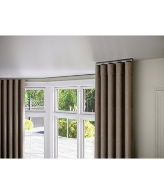28mm Styleline  Gliding Curtain Pole Set With End CapSilver270Cm from B&Q