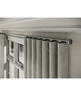 28mm Styleline  Gliding Curtain Pole Set With Stud EndSilver380Cm from B&Q