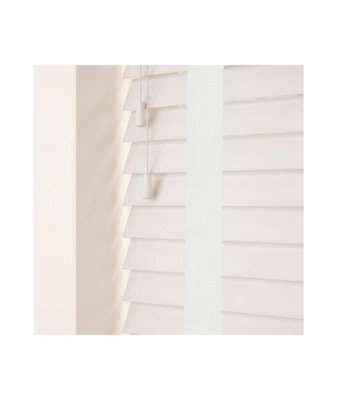 50mm Slat White Real Wood Venetian Blind With Tapes 120Cm Drop 180Cm Wide from B&Q