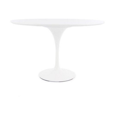B&Q -  Tulip SetWhite Large Circular Table And Four Chairs With Pu Cushion Grey