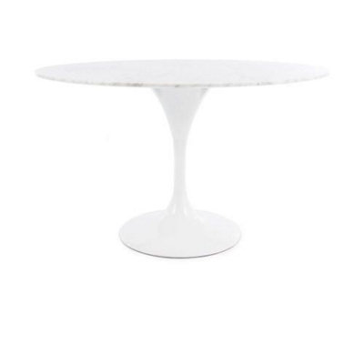 Fusion Living Tulip SetMarble Large Circular Table And Six Chairs With Pu Cushion Black from B&Q