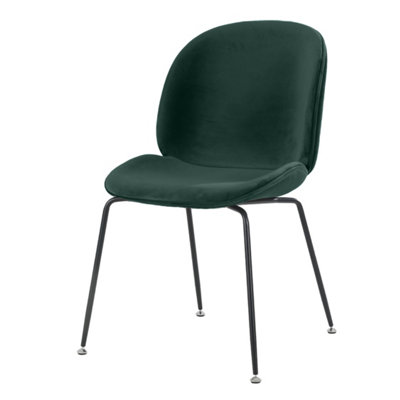 B&Q -  Luxurious Dark Green Velvet Dining Chair With Black Metal Legs