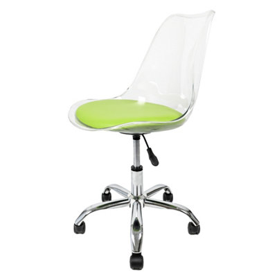 B&Q -  Soho Clear Plastic Dining Chair With Swivel Base Green