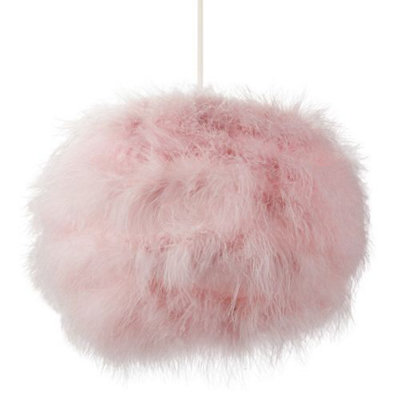 Happy Homewares Modern And Distinctive Small Real Pink Feather Decorated Pendant Light Shade from B&Q
