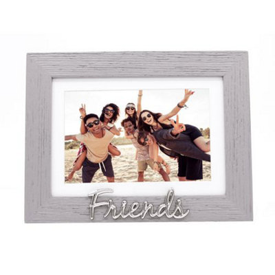 Happy Homewares Grey Woodgrain Effect Friends Picture Frame With Silver Letters6X4 Or 7X5 from B&Q