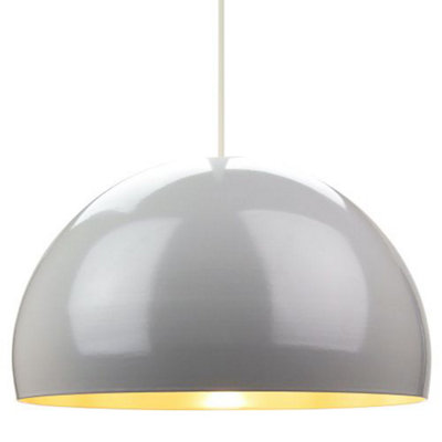 Happy Homewares Contemporary Designer Gloss Domed Metal Ceiling Pendant Lighting Shade Grey
