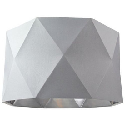Happy Homewares Cotton 12 Geometric Shade With Inner Brushed Metal Effect Lining Grey/Silver