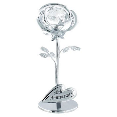Happy Homewares Modern 30Th Anniversary Silver Plated Flower With Clear Swarovski Crystal Bead from B&Q