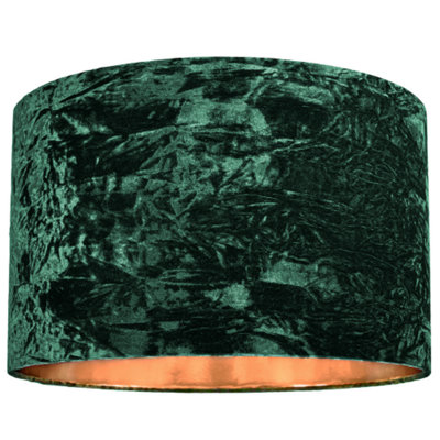 Happy Homewares Modern Crushed Velvet 20 Floor/Pendant Lampshade With Shiny Copper Inner Green