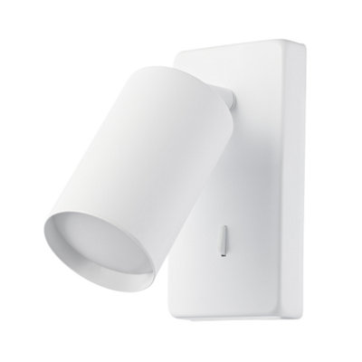 Happy Homewares Modern Designer Led Powered Matt White Metal Spot Wall Light Fixture With Switch B&Q