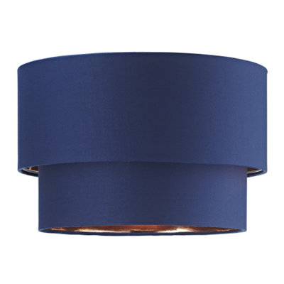 Happy Homewares Modern Midnight Blue Cotton Double Tier Ceiling Shade With Shiny Copper Inner from B&Q