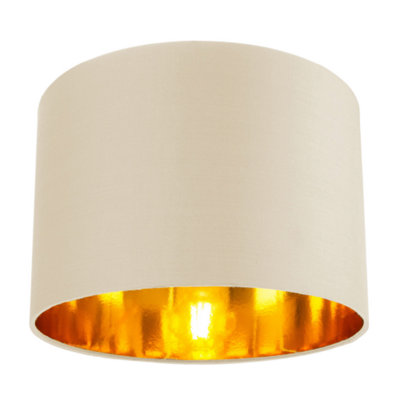 Happy Homewares Contemporary Cotton 10 Table/Pendant Lamp Shade With Shiny Copper Inner Cream