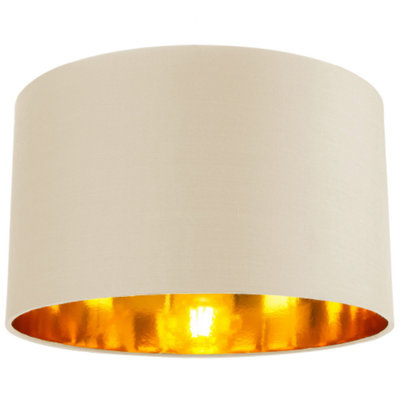 Happy Homewares Contemporary Cotton 14 Table/Pendant Lamp Shade With Shiny Copper Inner Cream