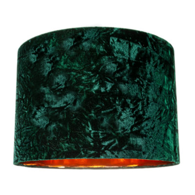 Happy Homewares Forest Crushed Velvet 16 Floor/Pendant Lampshade With Shiny Copper Inner Green