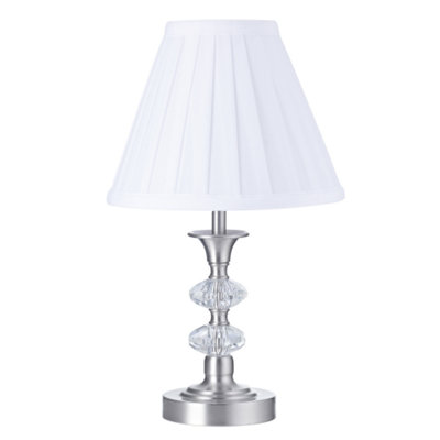 Happy Homewares Contemporary Satin Nickel Power Saving And Energy Saving Led Touch Table Lamp Light/White