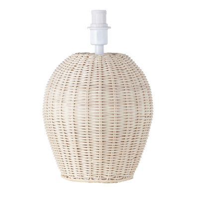 Rackhams Light/Brown/White Natural Woven Rattan Table Lamp Base With Cable And Switch - Image 5