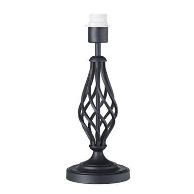 Happy Homewares Black Traditional Table Lamp Base With Twist Metal Stem Design And Inline Switch