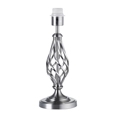 Happy Homewares Traditional Brushed Satin Nickel Table Lamp Base With Twist Metal Stem Design from B&Q