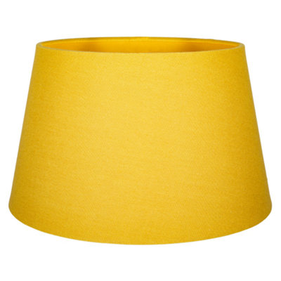 Happy Homewares Traditional 30Cm Mustard Ochre Linen Fabric Drum Table/Pendant Shade 60W Maximum White/Light