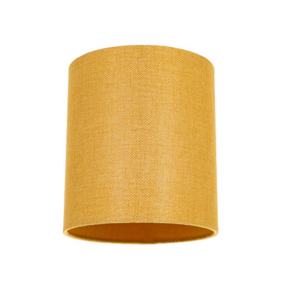 Happy Homewares Contemporary And Sleek Ochre Linen Fabric 6 Cylindrical Lamp Shade 60W Maximum White/Light