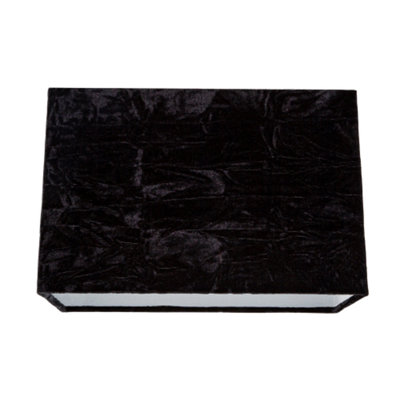 Happy Homewares Black Contemporary Designer Jet Crushed Velvet Fabric Rectangular Lamp Shade 19Cm