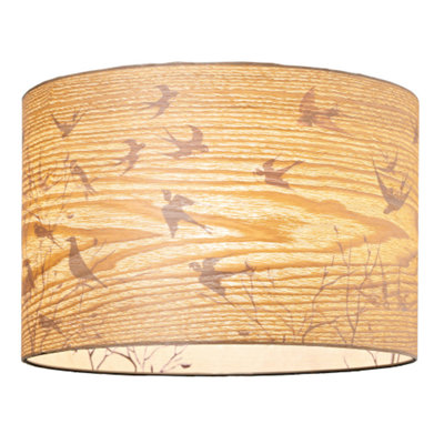 Happy Homewares Bamboo Wood Effect Lamp Shade With Inner Lining Of Birds And Trees from B&Q