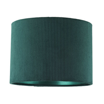 Happy Homewares Forest Corduroy Fabric 10' Lamp Shade With Inner Emerald Satin Lining Dark/Green