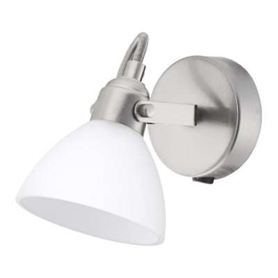 Happy Homewares Contemporary And Chic Satin Nickel Wall Spot With Switch And Glass Shade Light